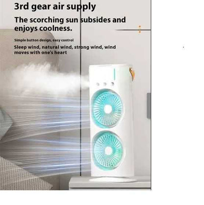 Rechargeable Automatic Rotating Dual Double Spray Mist Fan with Lightening Effects (with Box Packing)